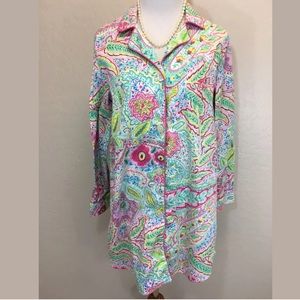 Ralph Lauren Multicolor Paisley Long Sleeve Pajama Top - Pink Green Blue